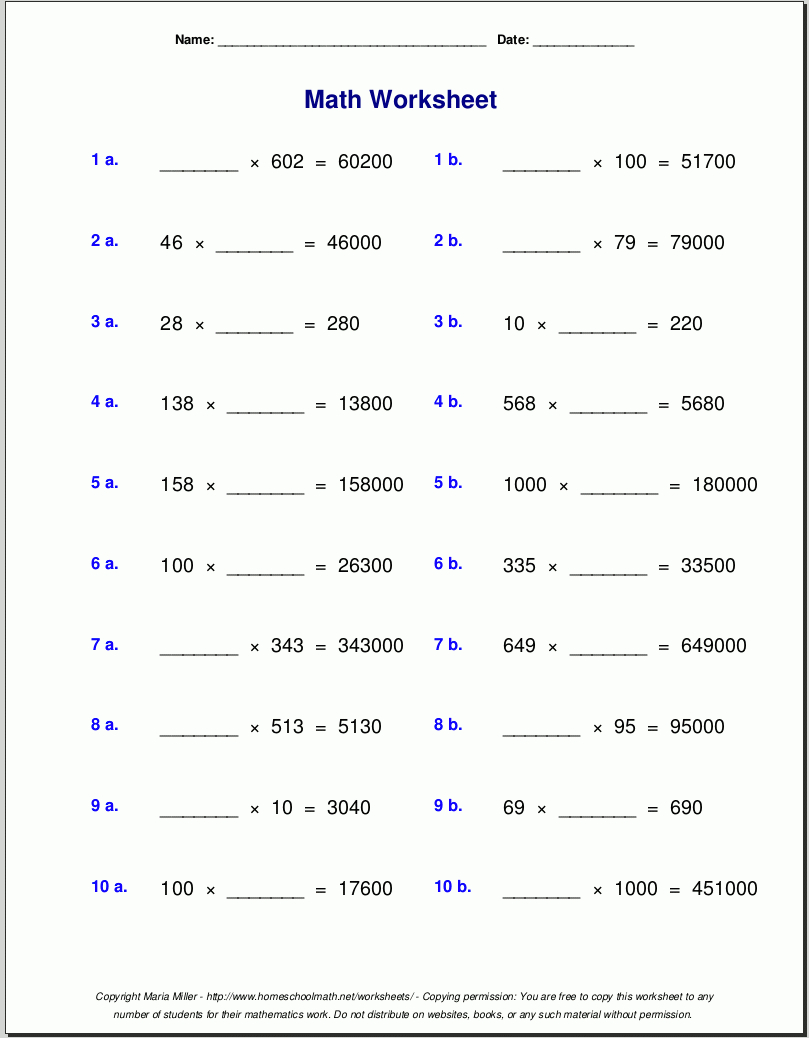 Multiplication Problems Th Grade