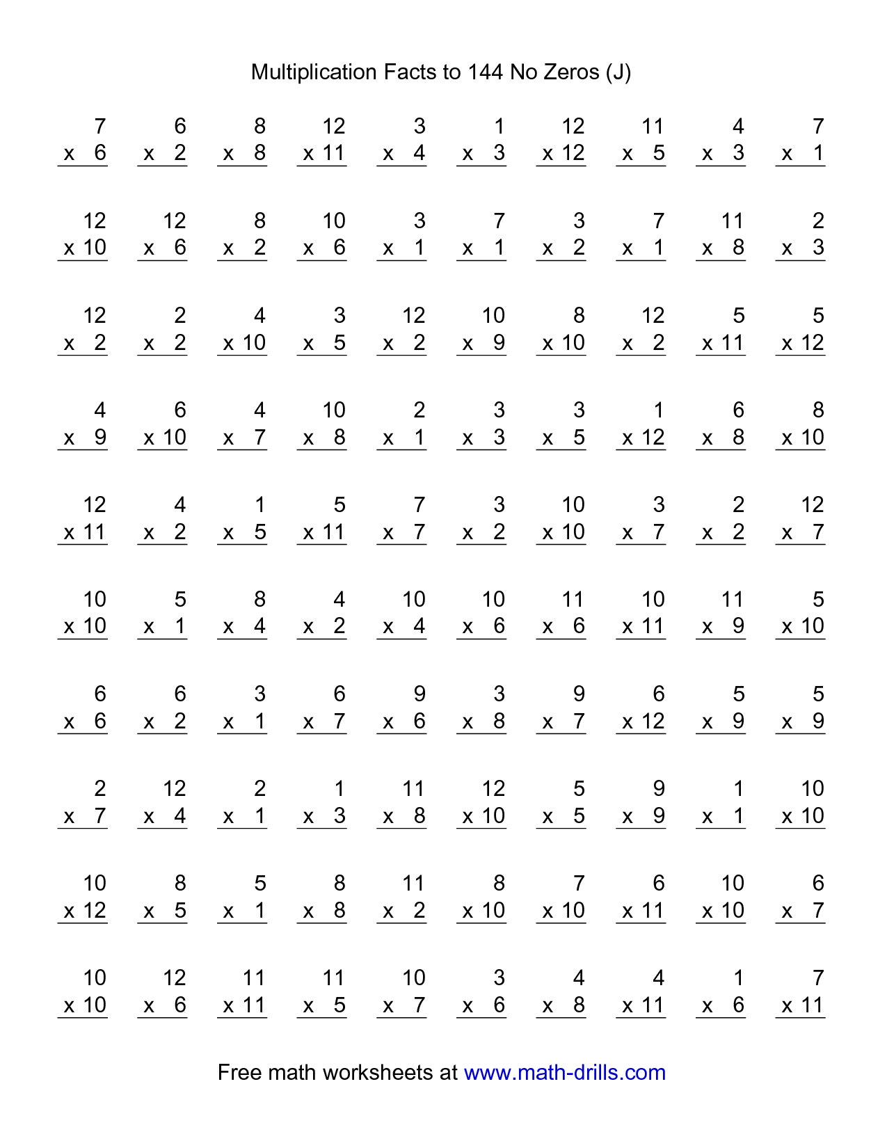 Printable Multiplication Worksheets 1 12 Printable Multiplication 