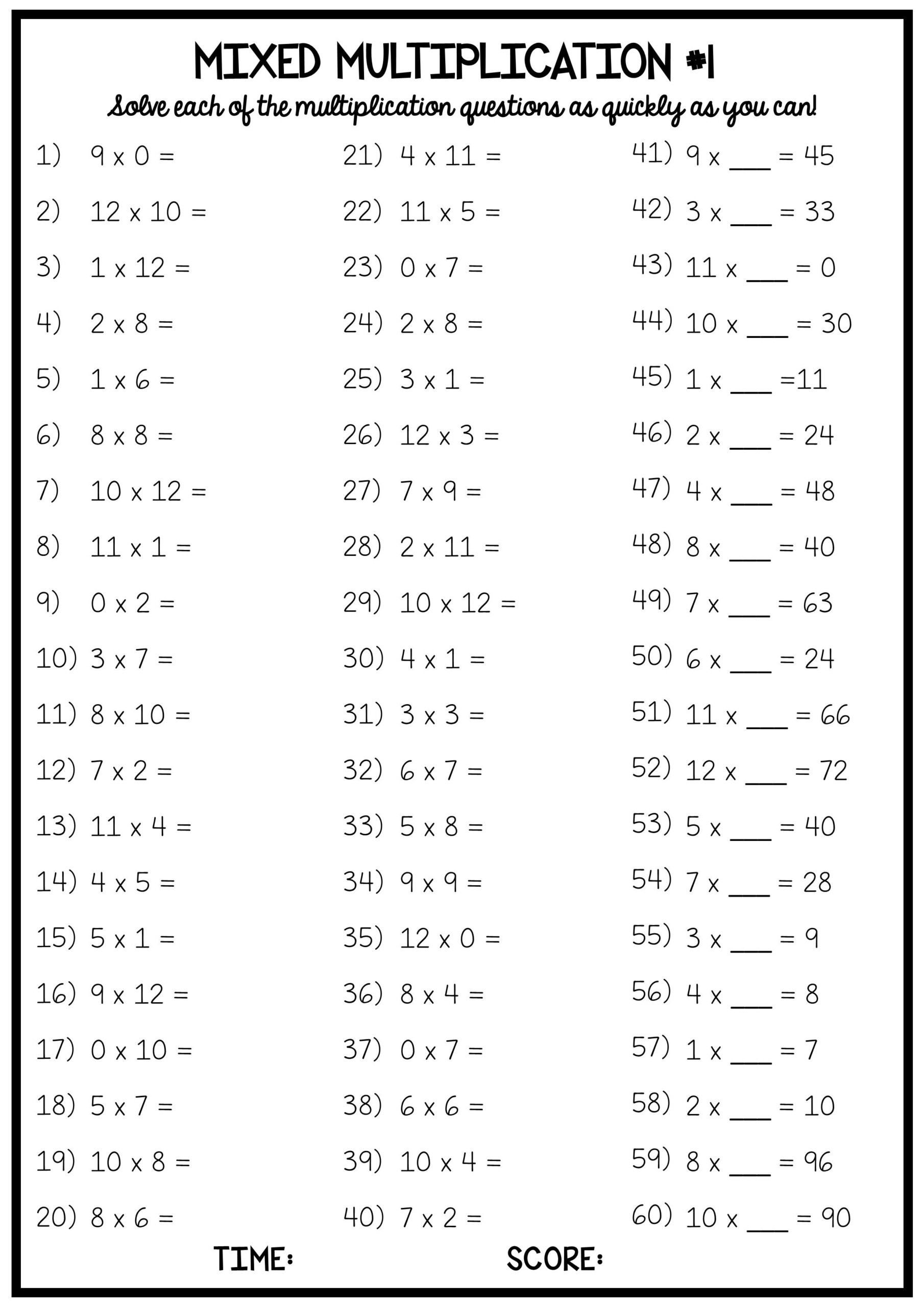 multiplication times tables worksheet generator
