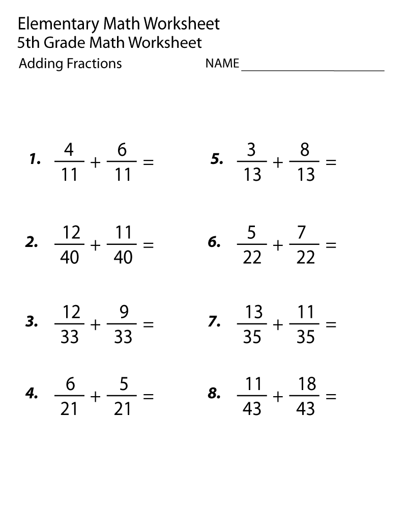 5Th Grade Math Worksheets Adding Fraction | Math Worksheets in 5&amp;amp;#039;s Multiplication Worksheets