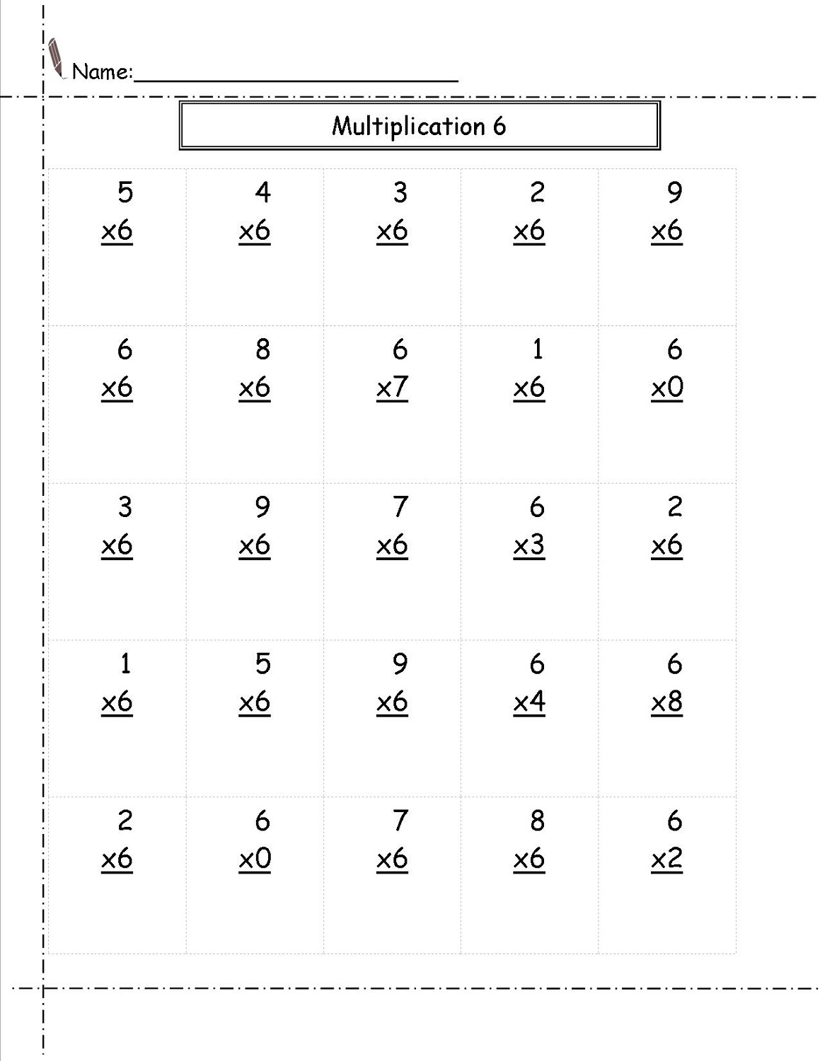 Printable Multiplication By 6 Printable Multiplication Flash Cards