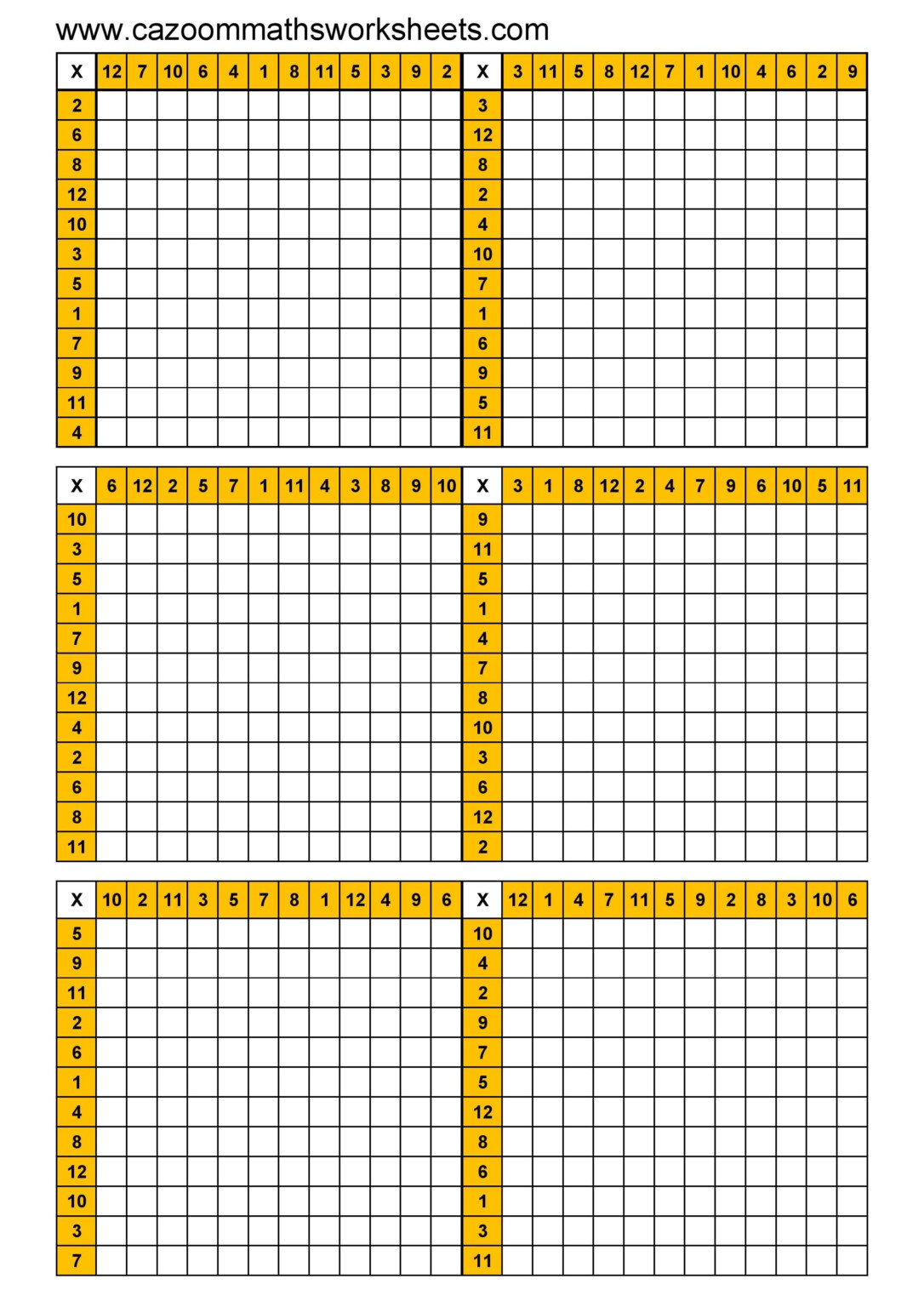 blank multiplication table 3rd grade multiplication grid