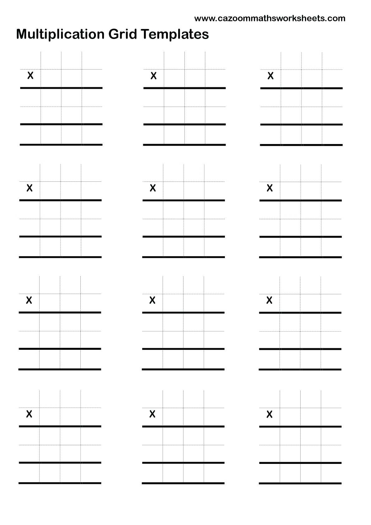 Long Multiplication Column Method Worksheets