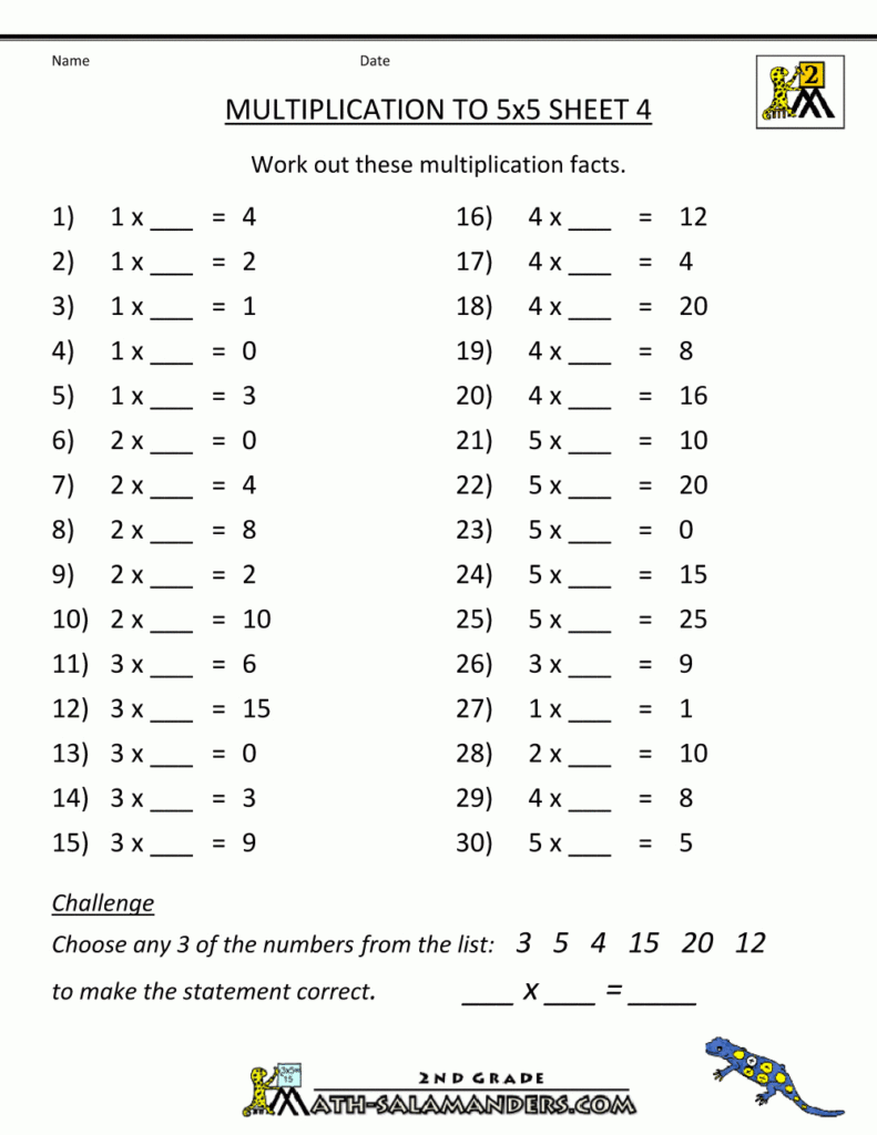 Free Printable Multiplication Quiz Worksheets | PrintableMultiplication.com