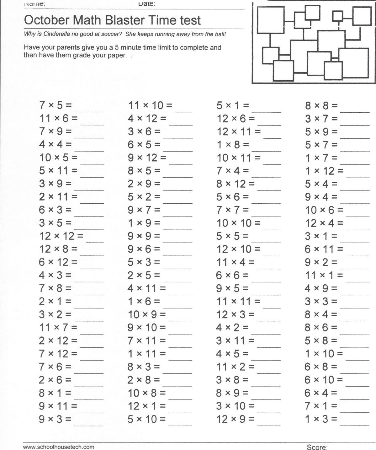 Math Worksheet On Multiplication