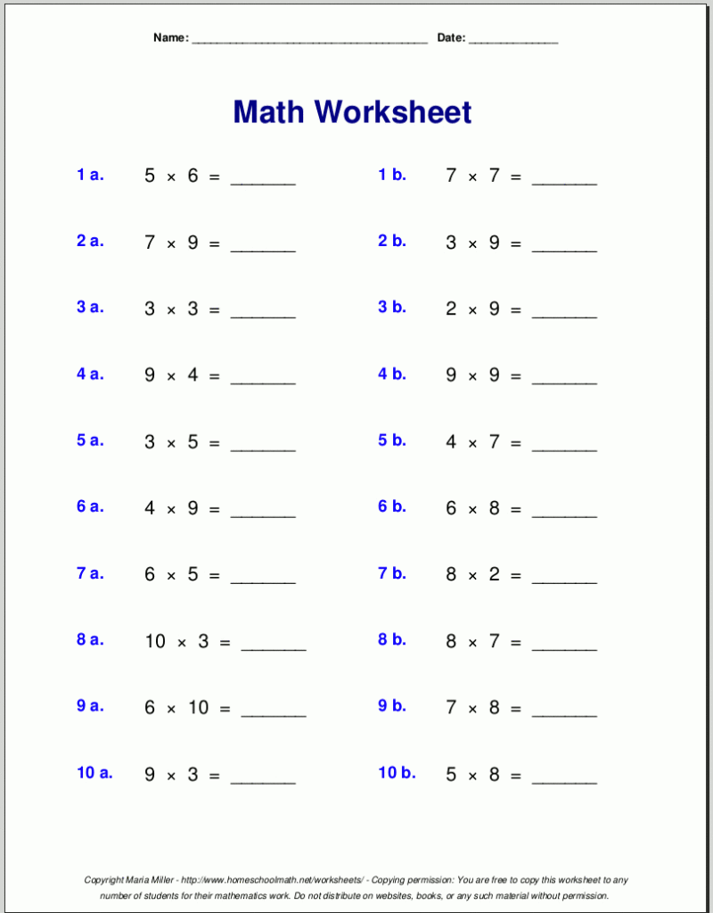 Multiplication Facts Worksheets 4s