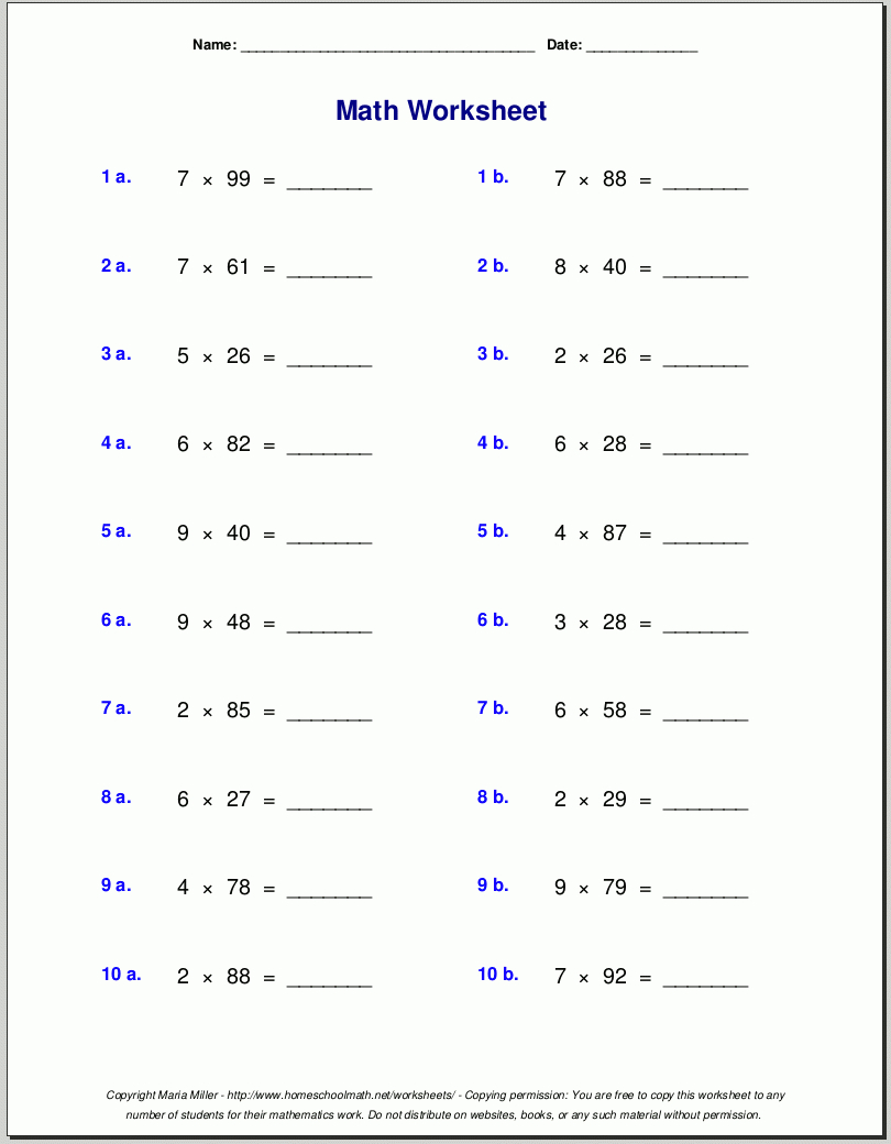 Multiplication Worksheets 4S And 5S PrintableMultiplication