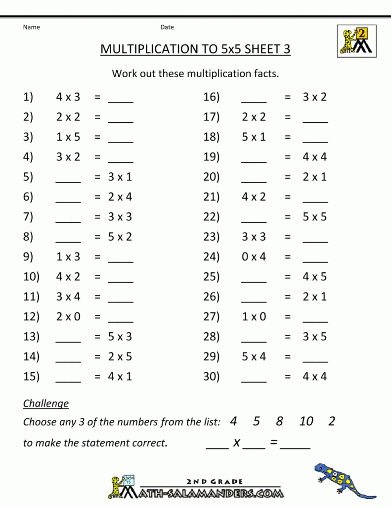 multiplication homework pdf