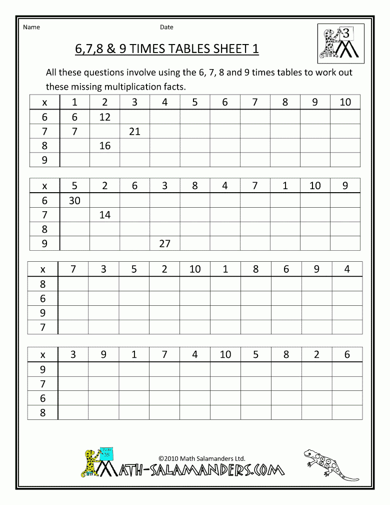 Multiplication Worksheets 9S PrintableMultiplication