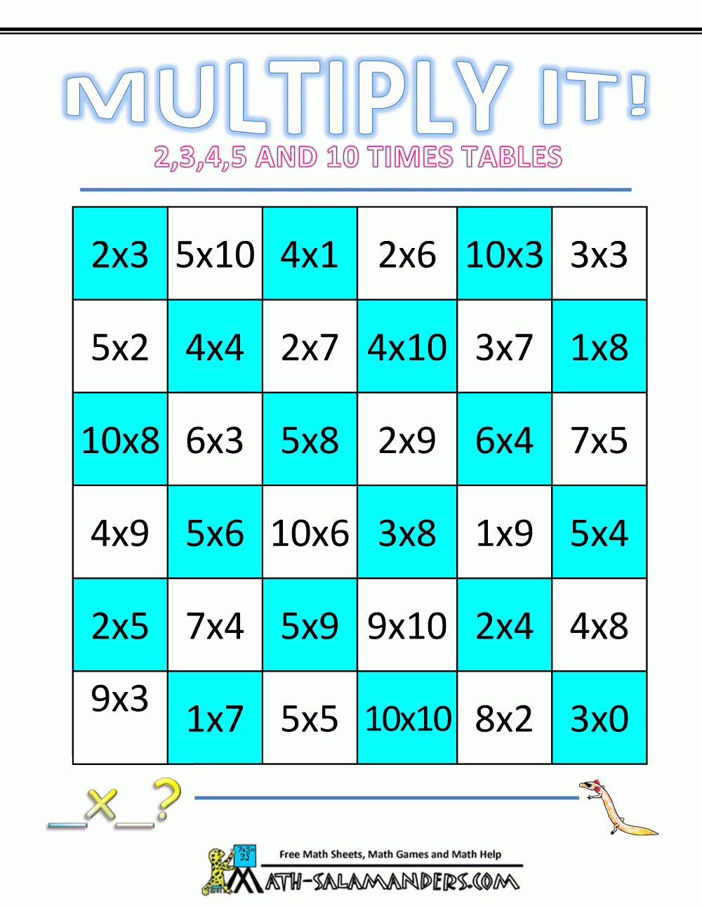 Printable Multiplication Games For 3Rd Grade PrintableMultiplication