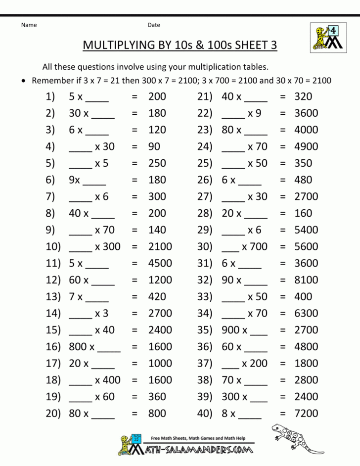 Multiply And Divide10 100 And 1000 Worksheets pertaining to Printable ...