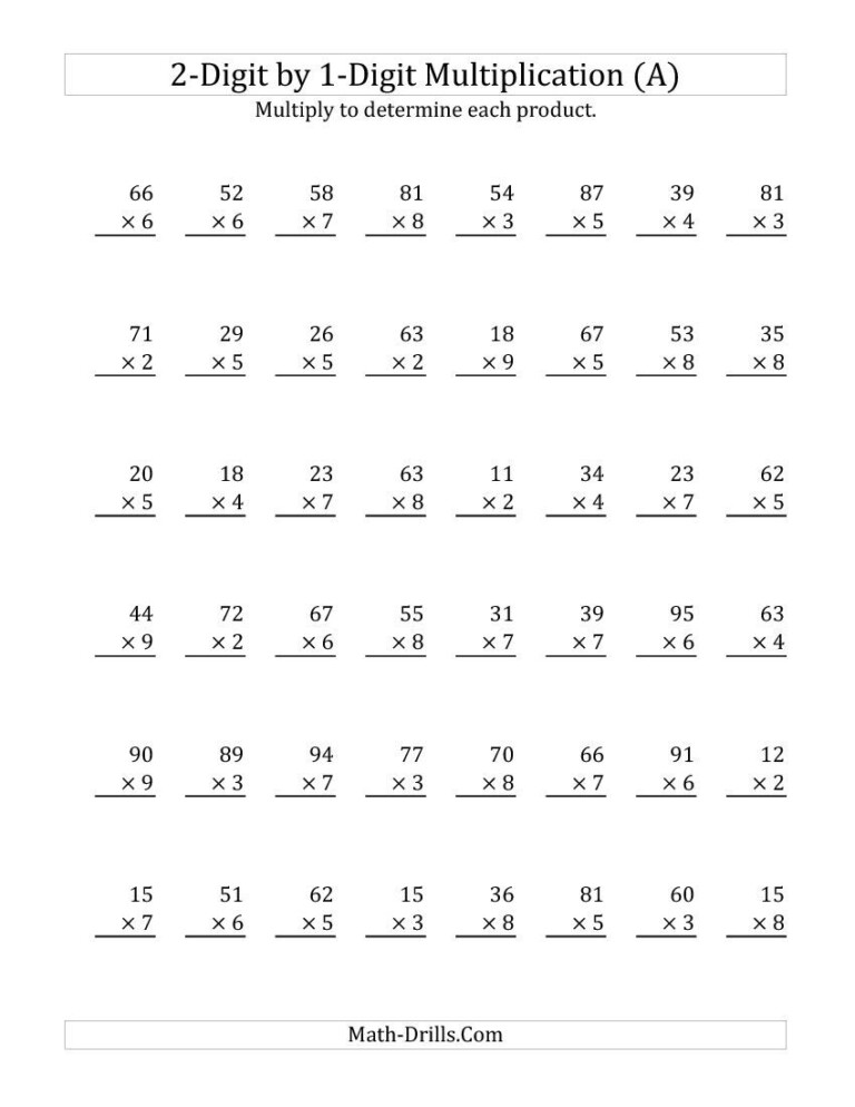 multiplying a 2 digit numbera 1 digit number all regarding