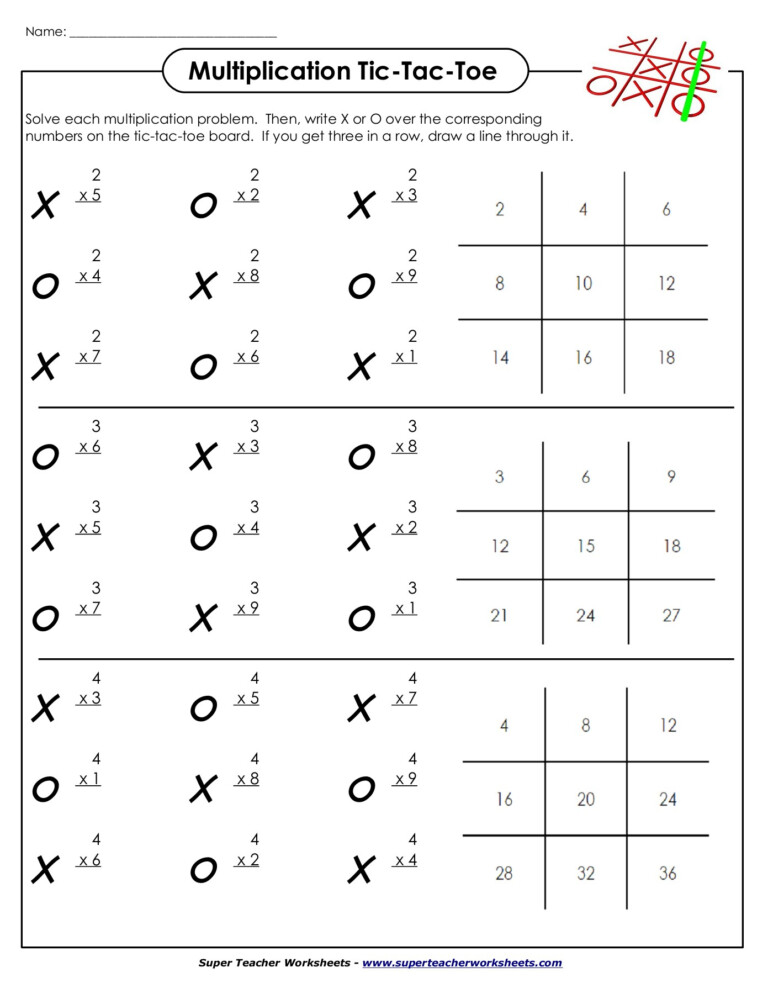 name multiplication tic tac toe super teacher worksheets inside