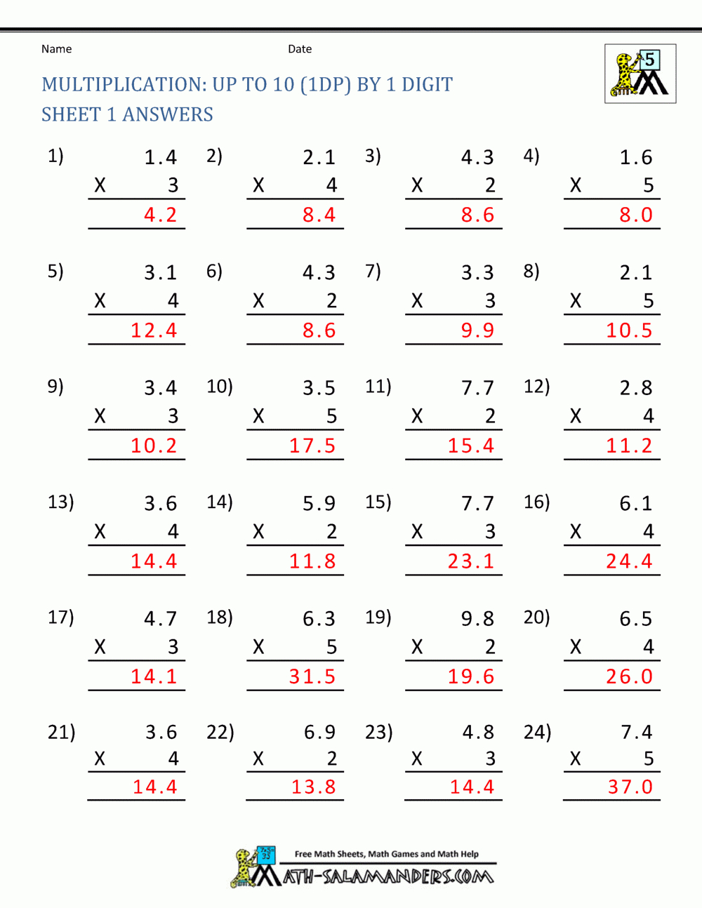 Multiplication Worksheets Grade 5 Free Printable With Answers