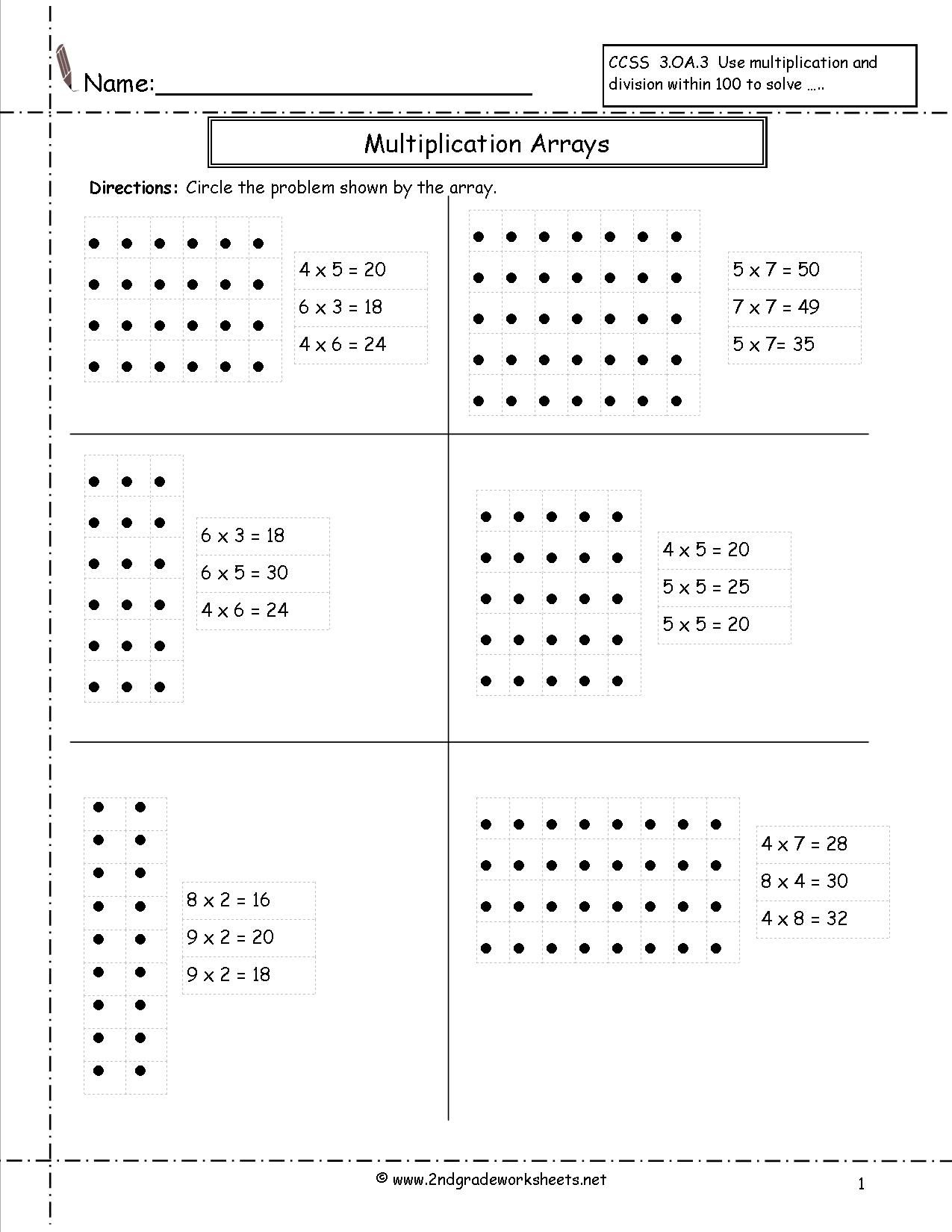 Printable Multiplication Array Worksheets Printable Multiplication 