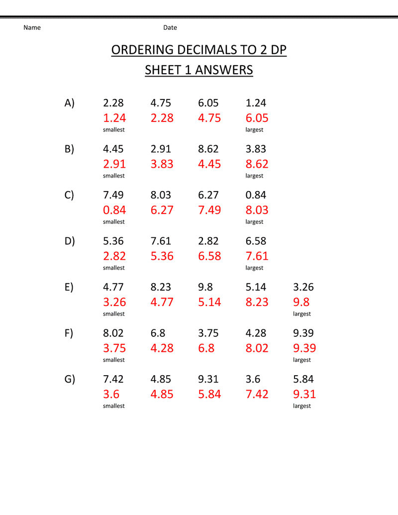 Free 6th Grade Math Review Worksheets