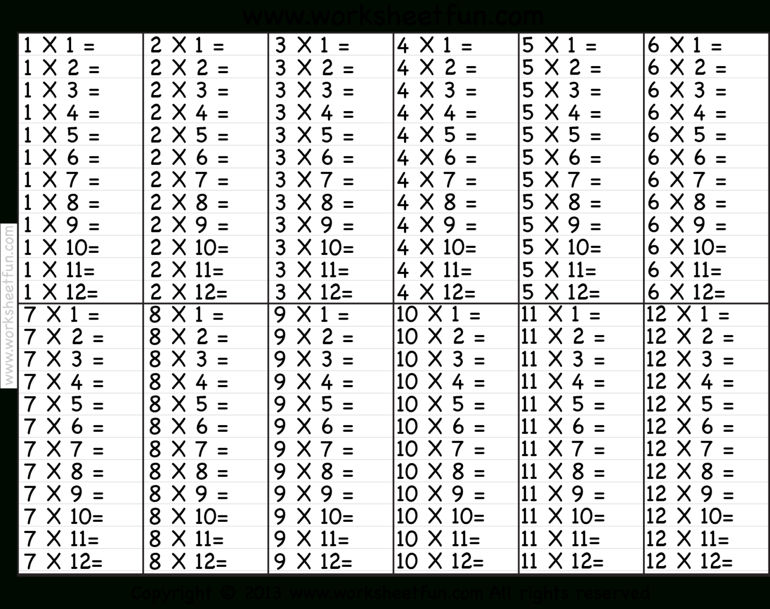 6 times table up to 1000