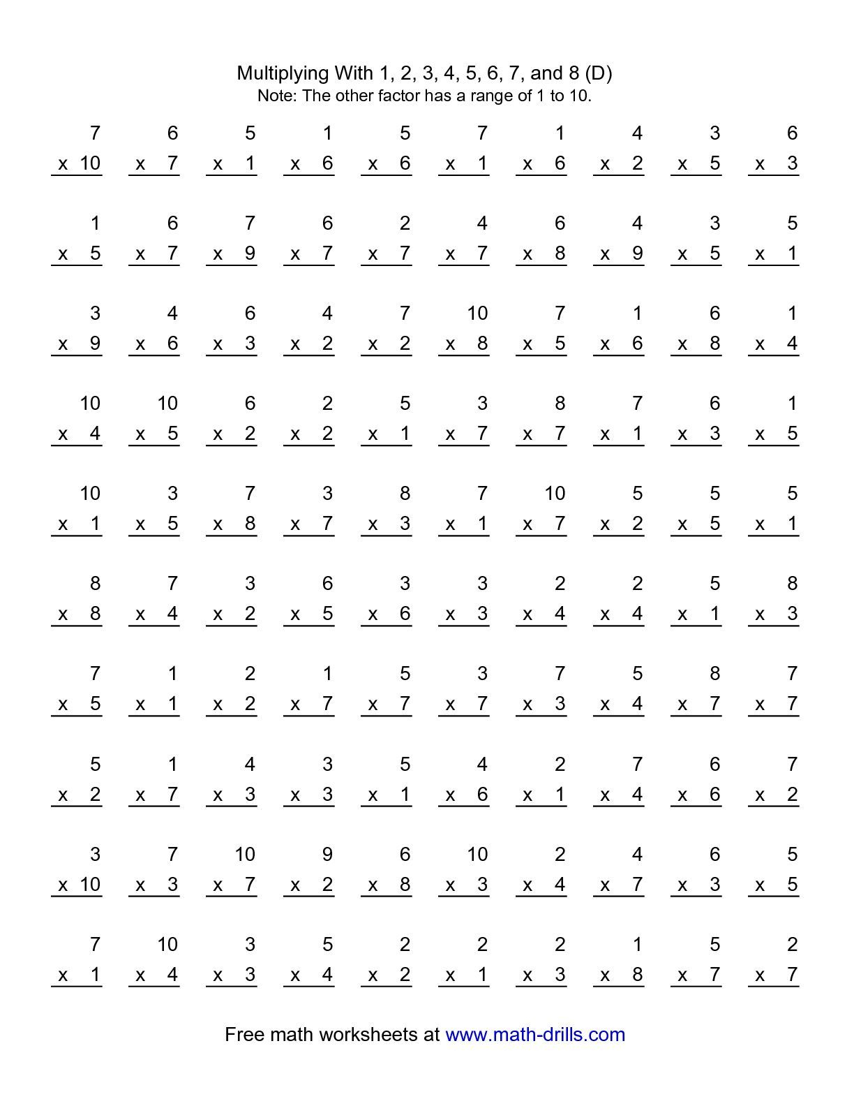  Multiplication Worksheets Number 7 PrintableMultiplication