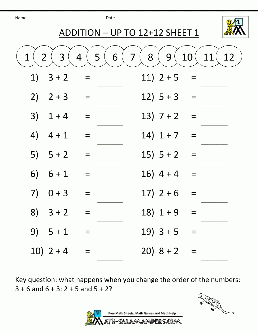 1St-Grade-Math-Worksheets-Mental-Addition-To-12-1.gif 1,000 with Multiplication Worksheets Level 1