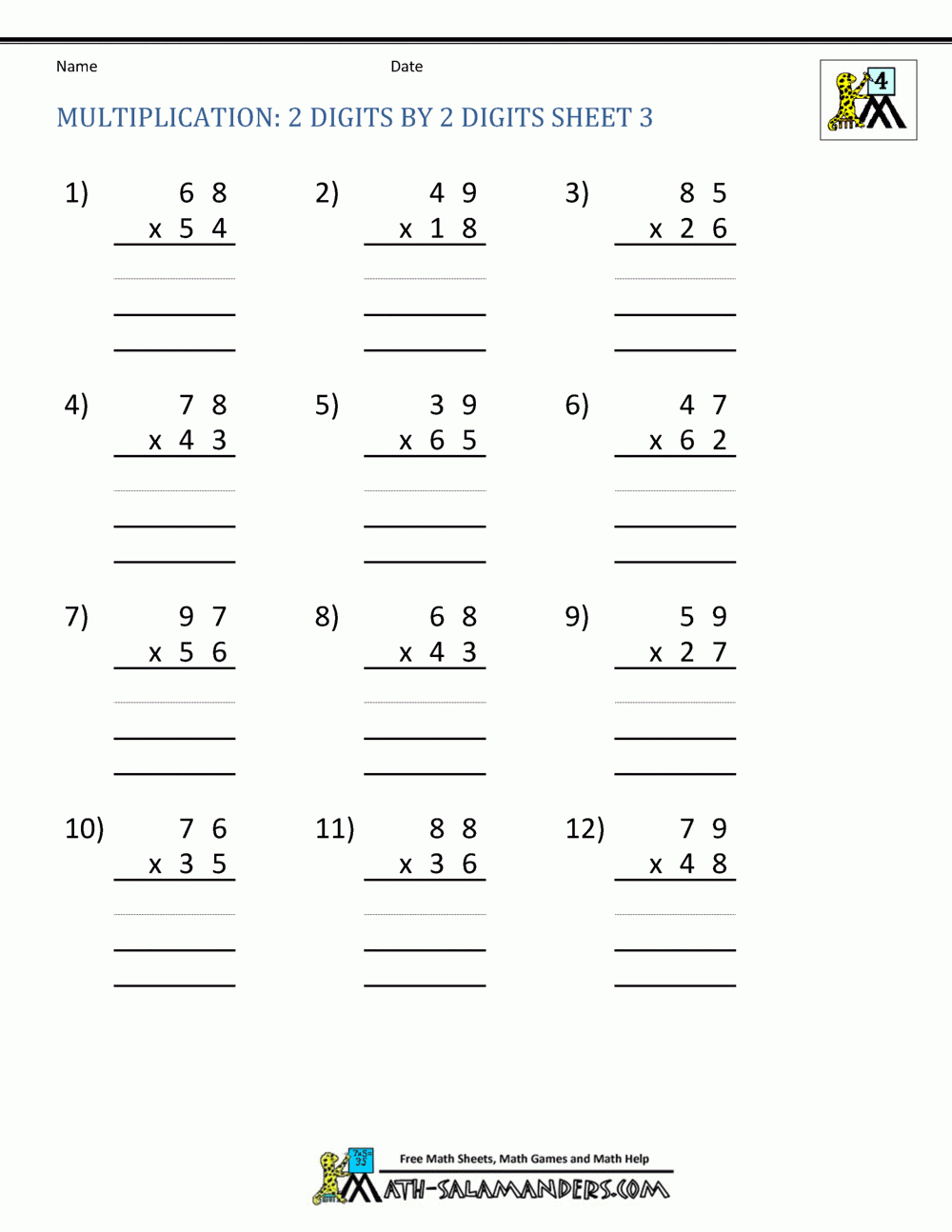 Free Printable Multiplication For Elementary Students | Printable ...