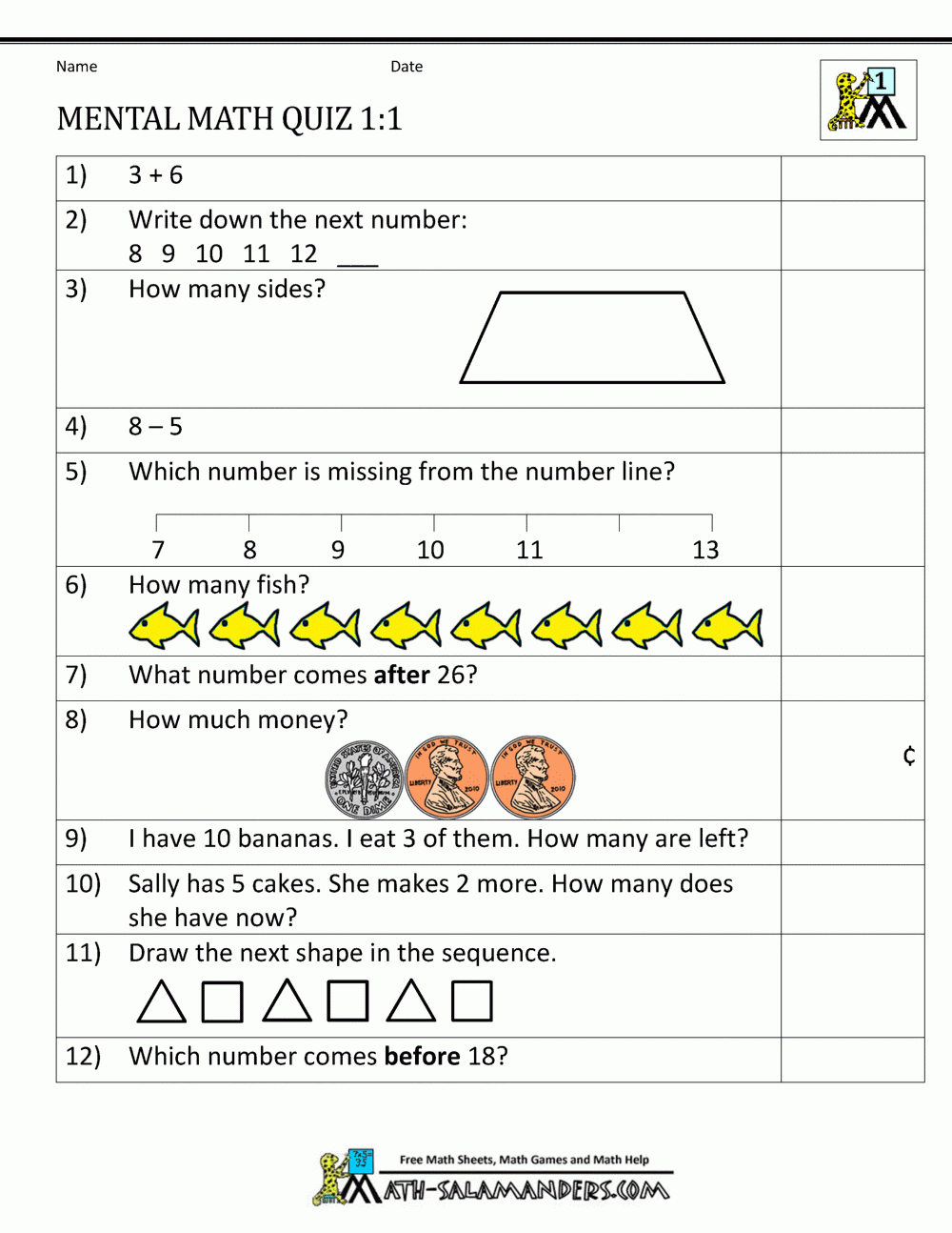 First Grade Mental Math Worksheets with Multiplication Worksheets Level 1