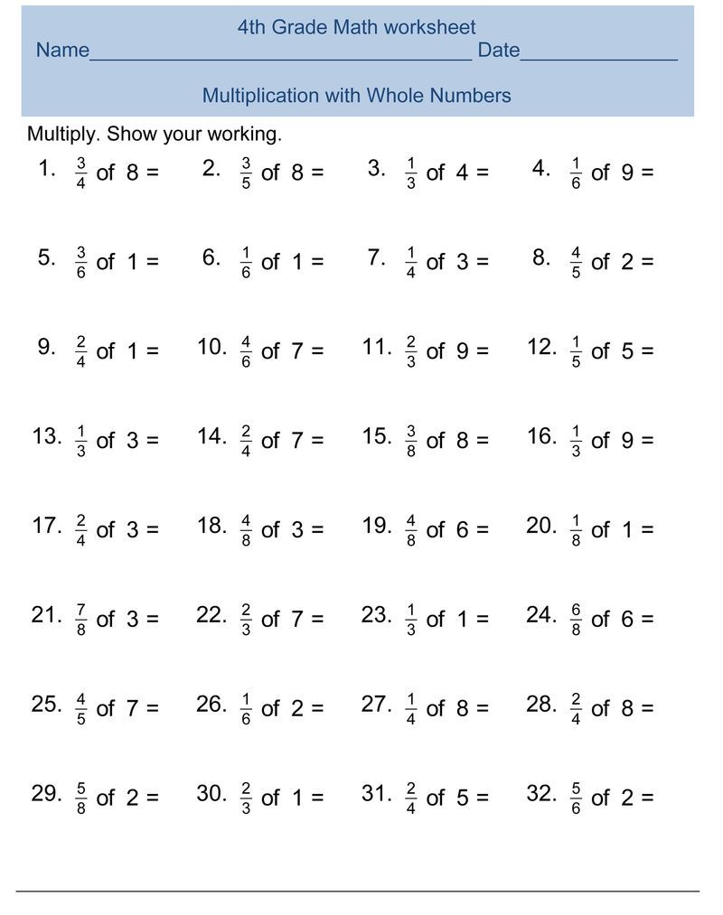 Multiplication Worksheets 4Th Grade Pdf PrintableMultiplication