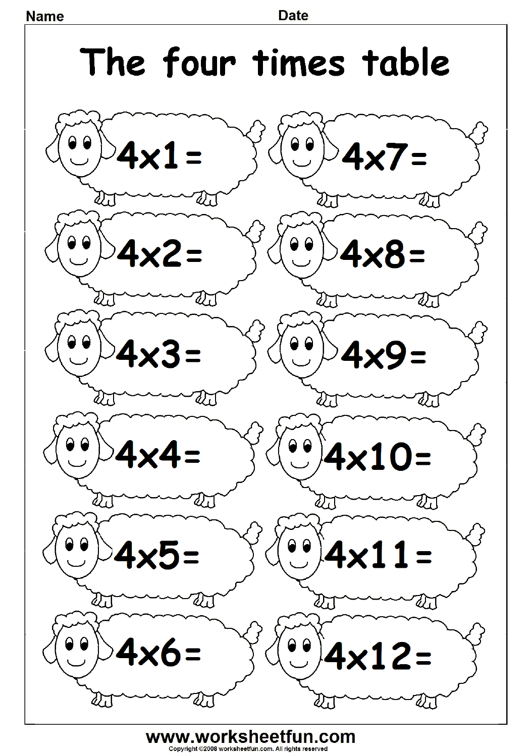 Printable Multiplication By 4 Printable Multiplication Worksheets