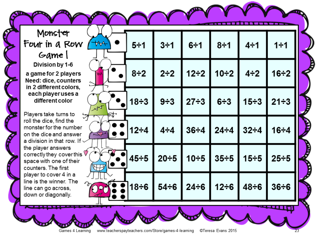 Printable Multiplication And Division Games 