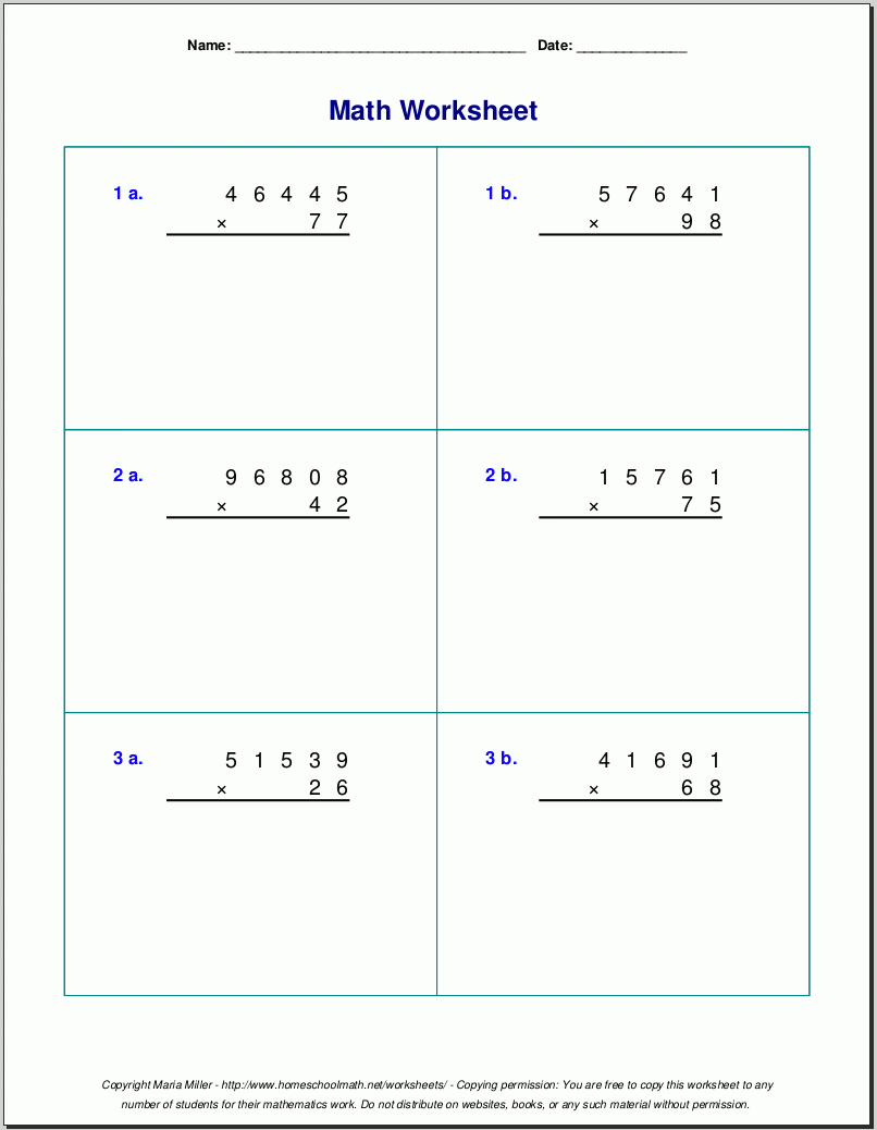 Multiplication Worksheets Year 5 Pdf PrintableMultiplication