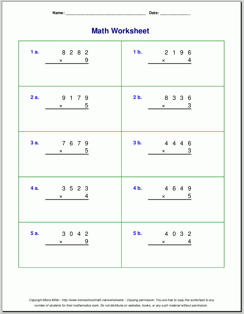 Multiplication Worksheets Area Model PrintableMultiplication