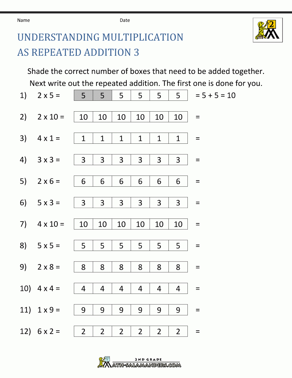 Multiplication Worksheets Number Line PrintableMultiplication