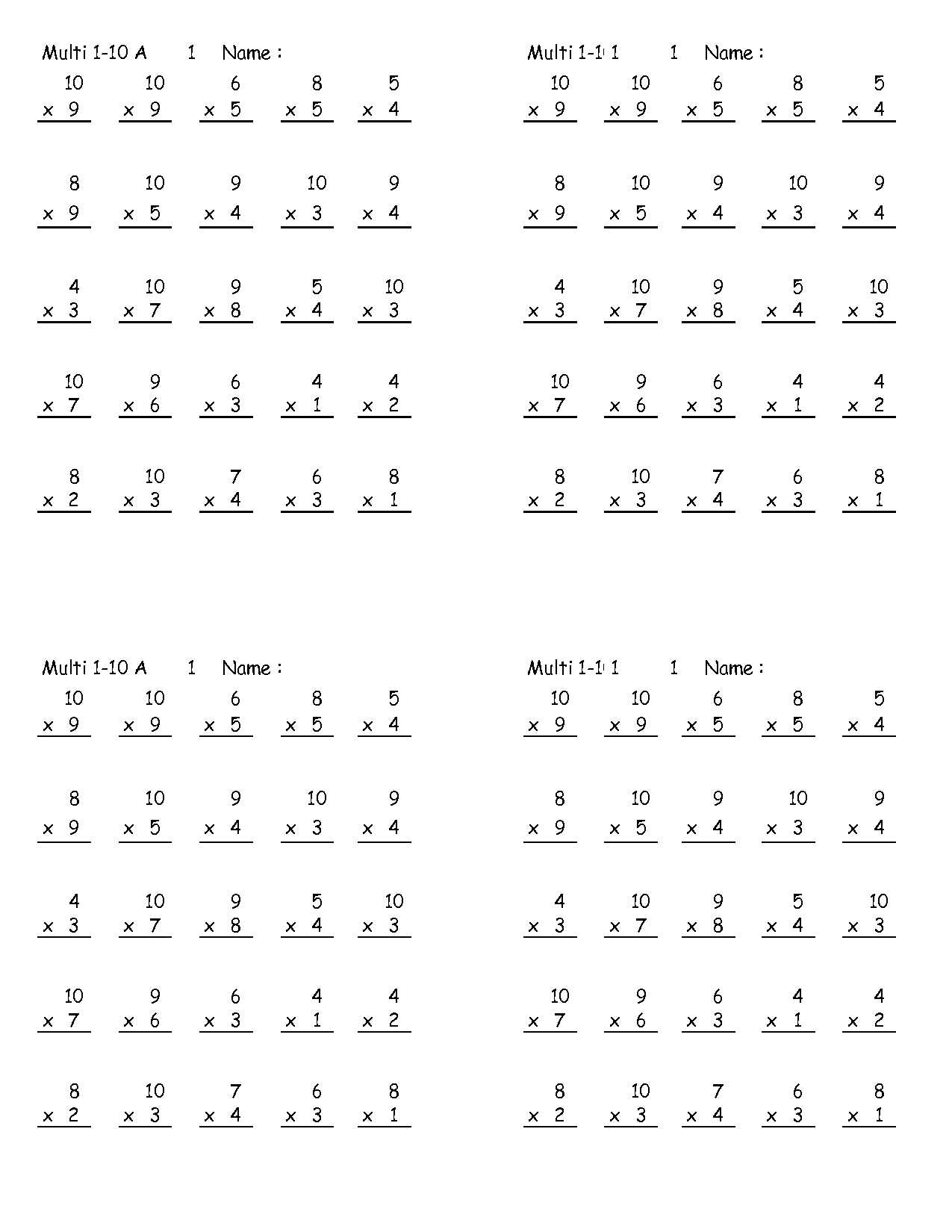 Multiplication Worksheets Year 5 6 PrintableMultiplication