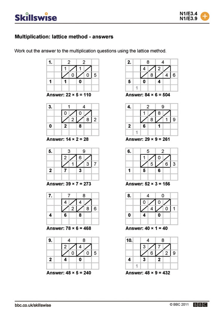 Lattice Division Worksheets &amp;amp; Multiplication Worksheets regarding Multiplication Worksheets Lattice