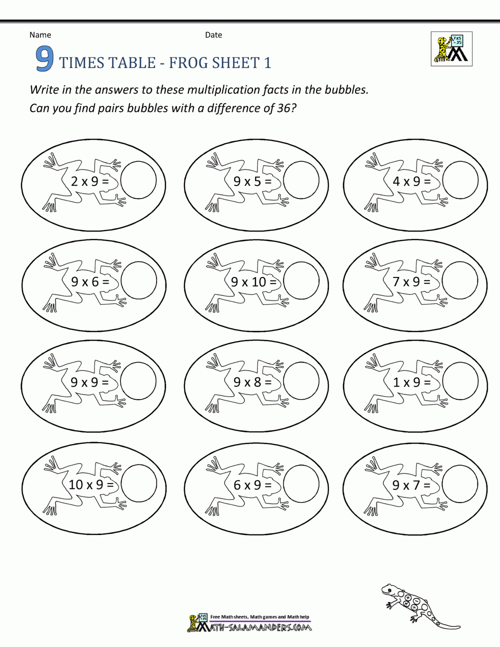 Multiplication Worksheets 9 Times Tables Printable Multiplication 