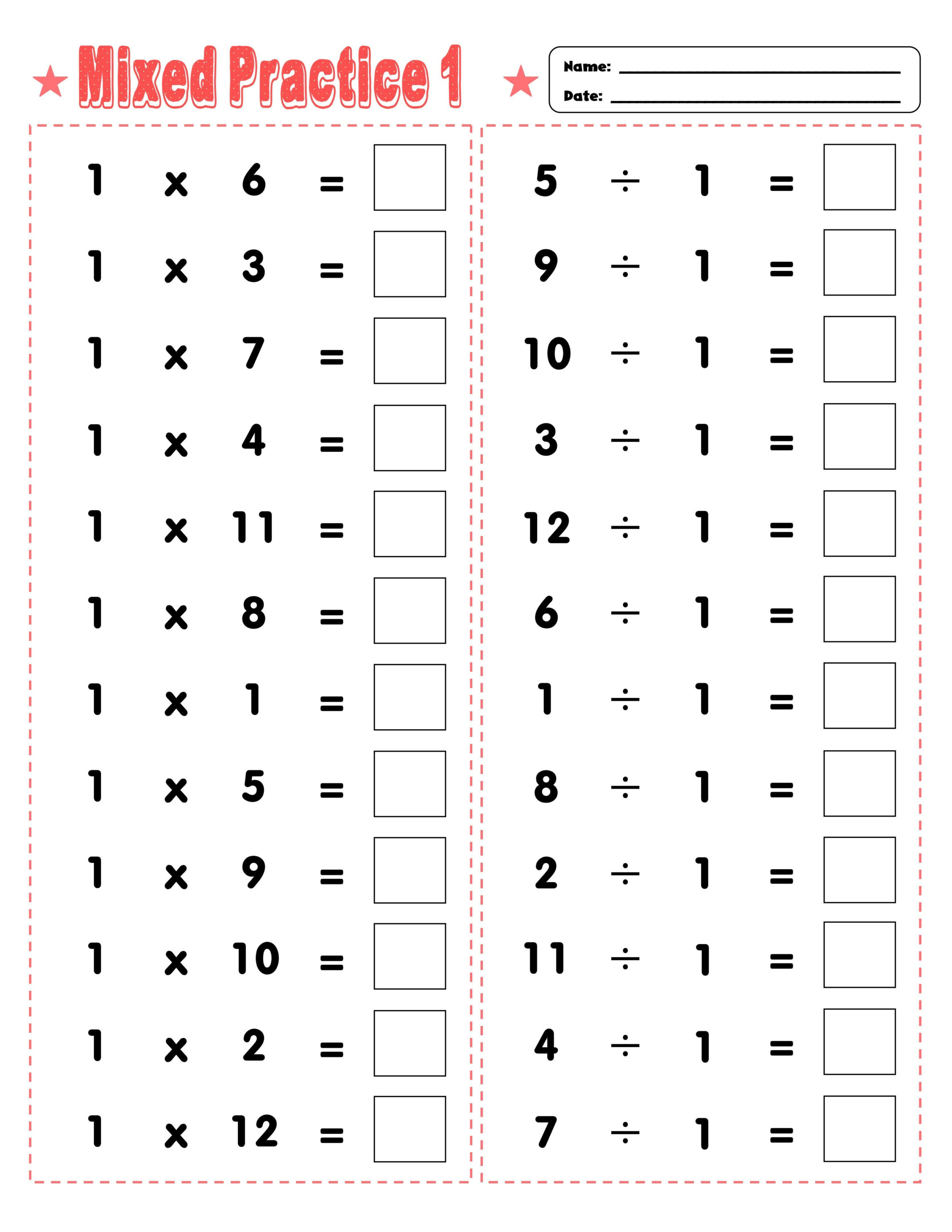 Mixed Worksheet Multiplication And Division Free Printable