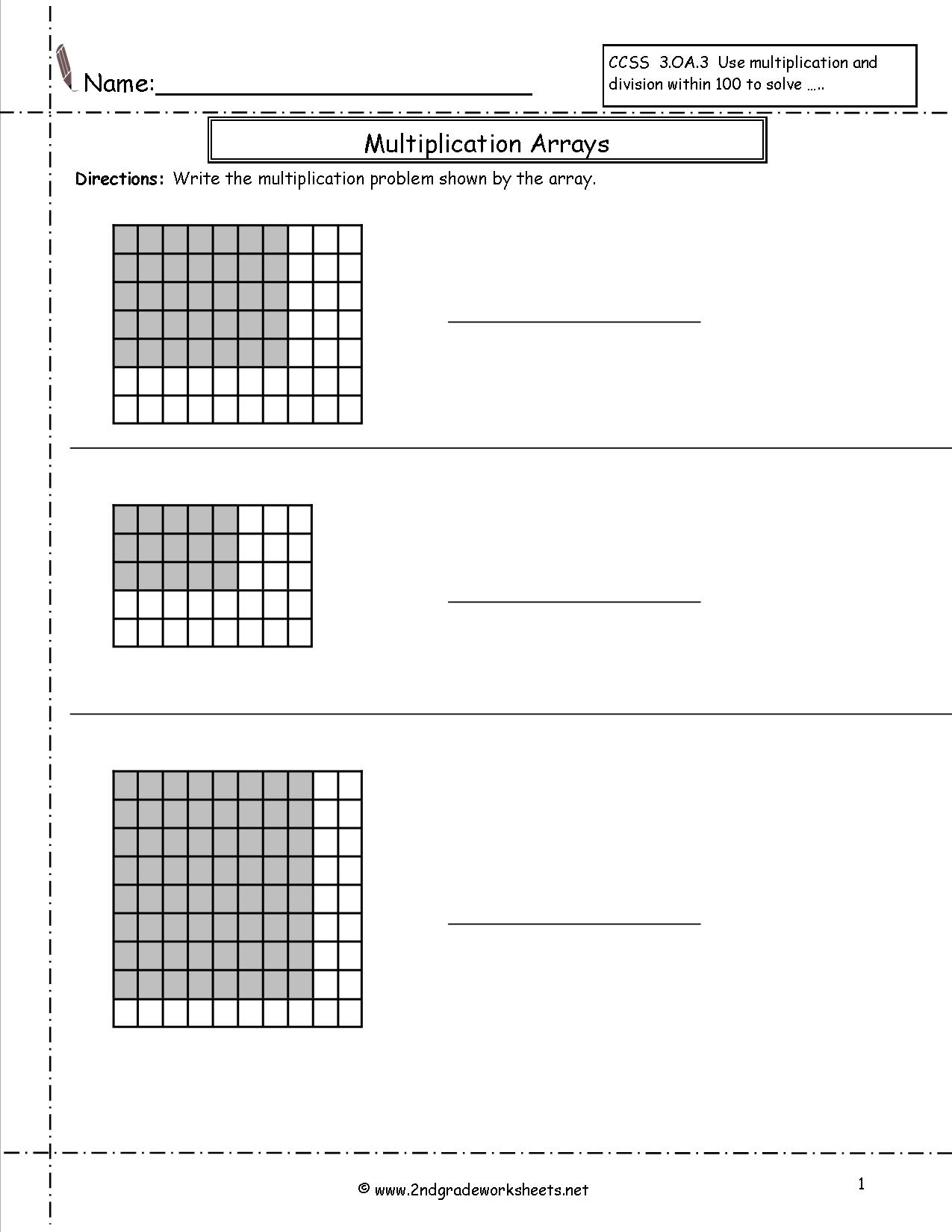 Worksheets Multiplication Arrays