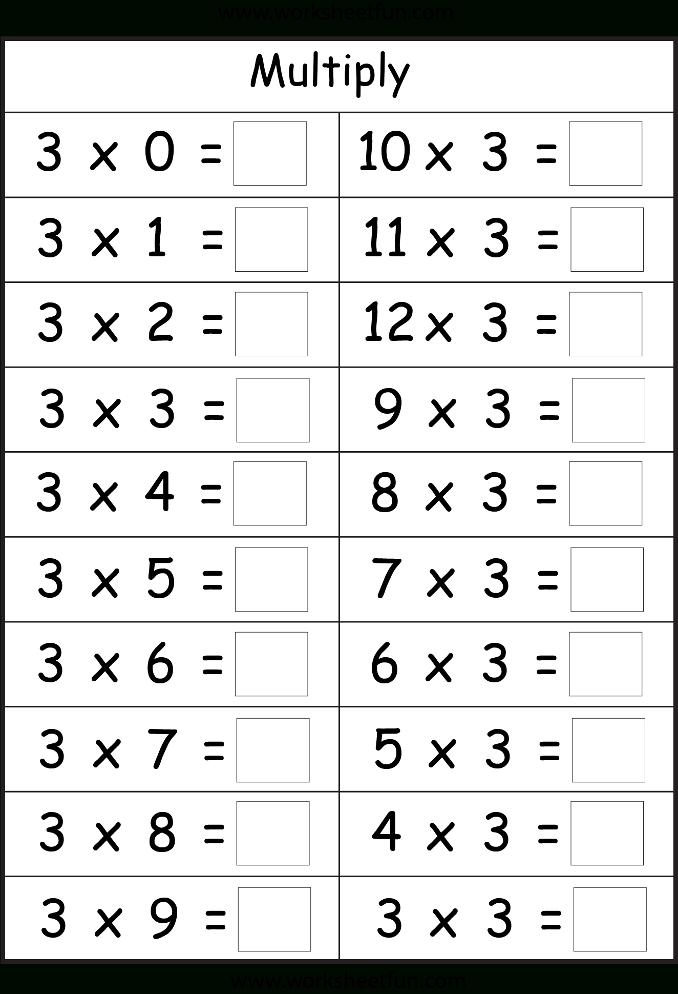 Multiplication By 2 Worksheet Free Printable