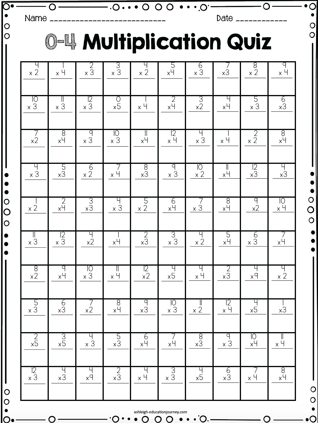 math game multiplication table