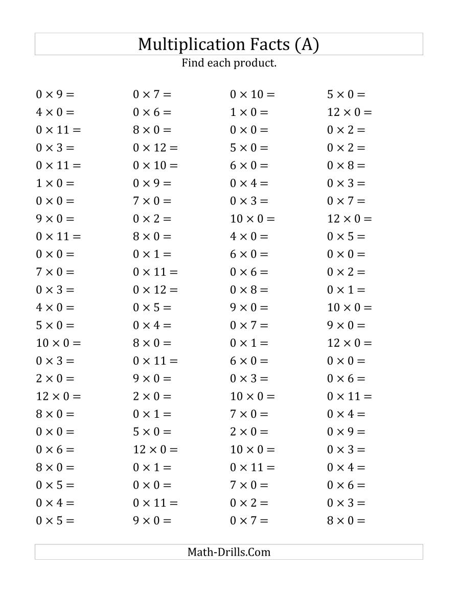 Free Printable Multiplication Quiz 0 12 PrintableMultiplication