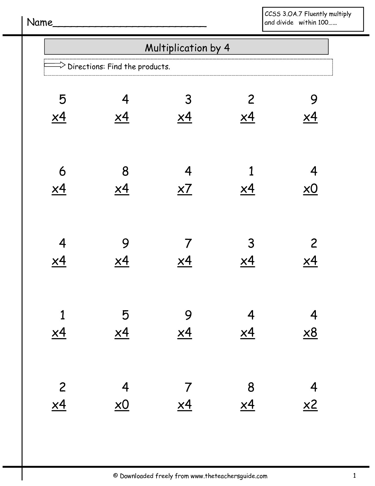 Multiplication Worksheets X4 Printable Multiplication Flash Cards