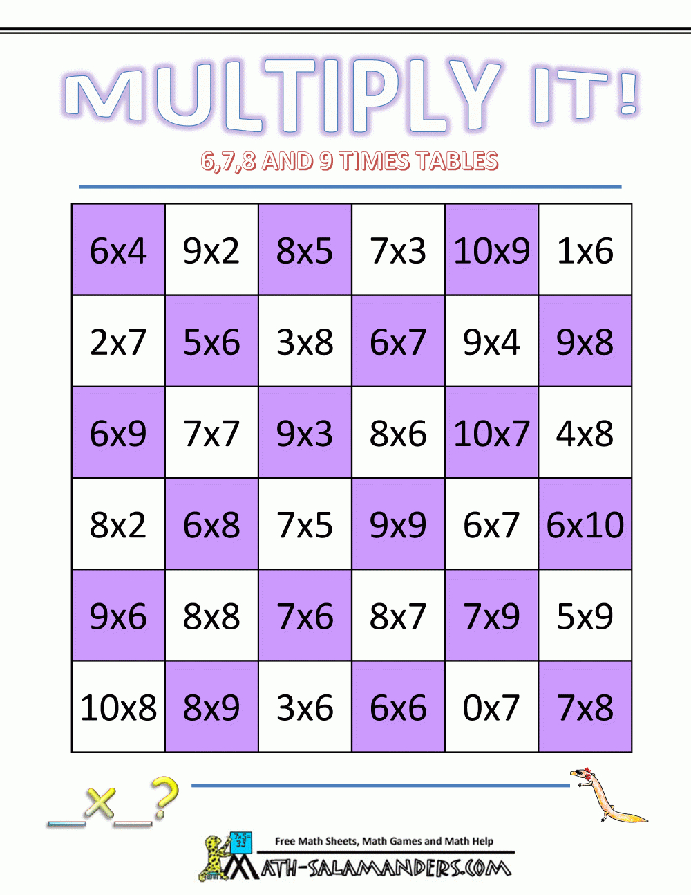 learn multiplication tables games