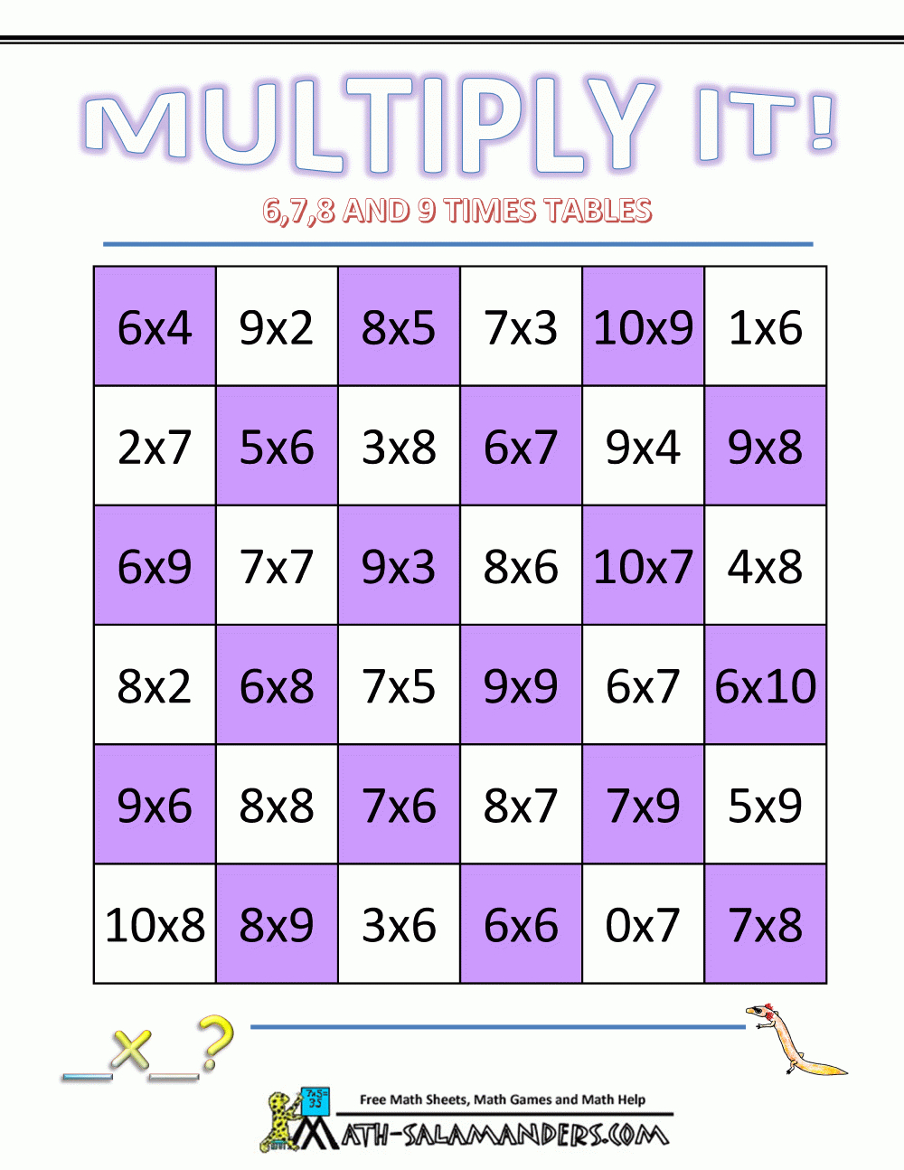 Printable Multiplication Games Free Printable Multiplication Flash Cards