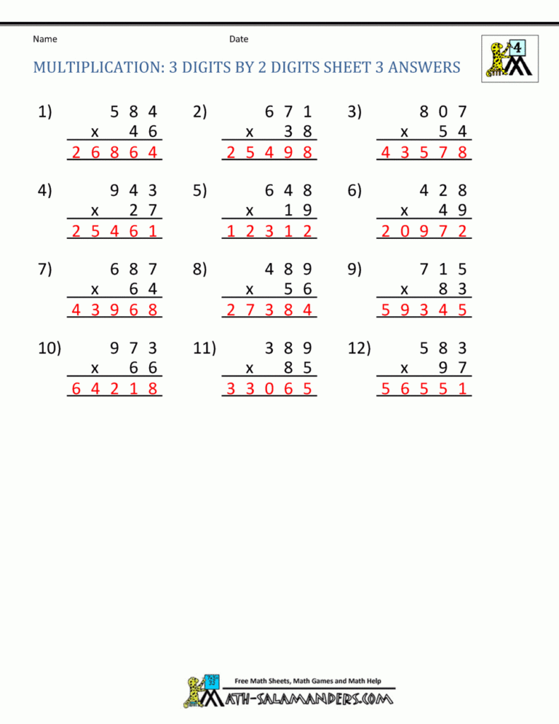 Multiplication Worksheets Year 4 Pdf | PrintableMultiplication.com