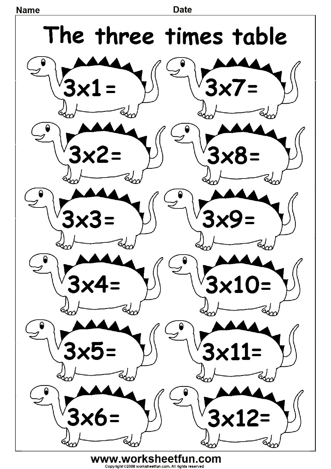 Multiplication Worksheets 3 Times Tables PrintableMultiplication