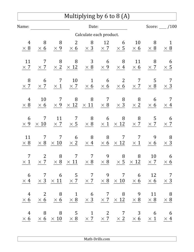 6 9 Multiplication Worksheets