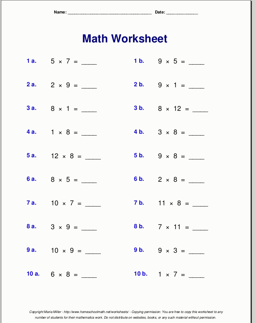 Printable Multiplication Times Table 1 12 Times Tables Worksheets 