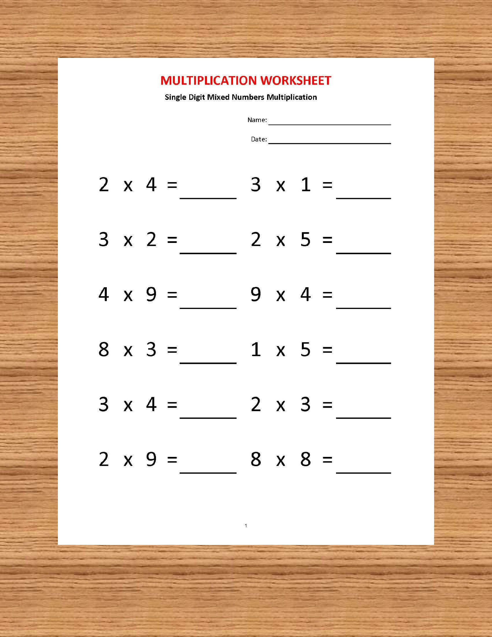 Printable Second Grade Multiplication Worksheets