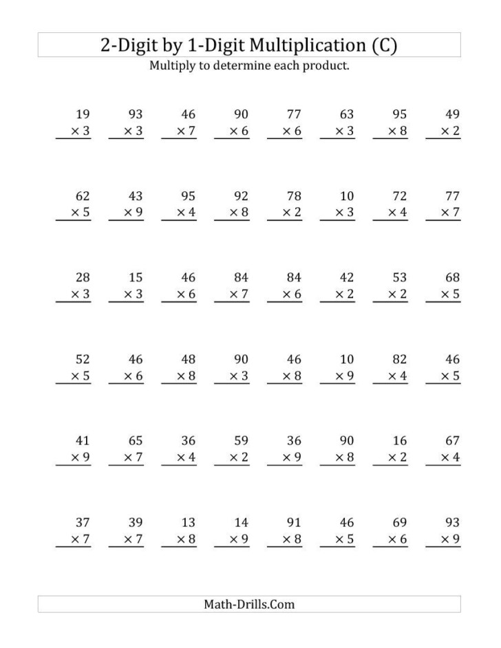 multiplying a 2 digit numbera 1 digit number c inside multiplication