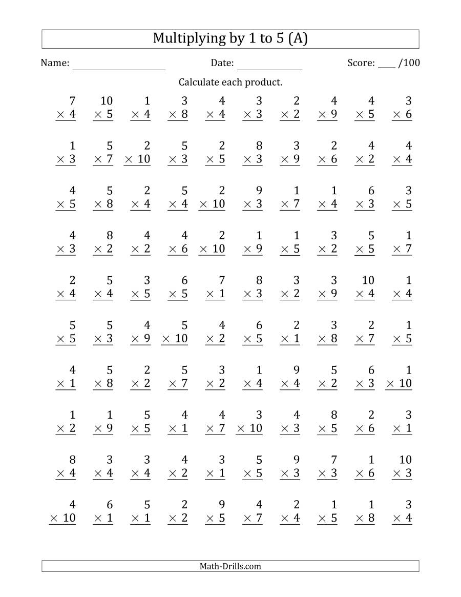 Multiplication Worksheets Up To 5 PrintableMultiplication