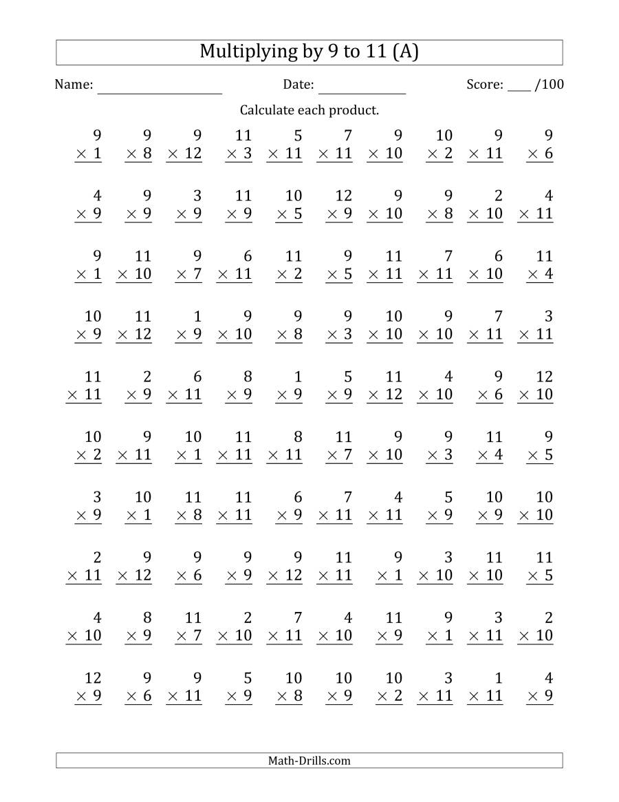 Multiplication Worksheets 9 12 Printable Multiplication Flash Cards